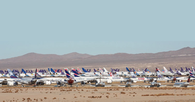 Tracking Global Reopening from Airplane Boneyards